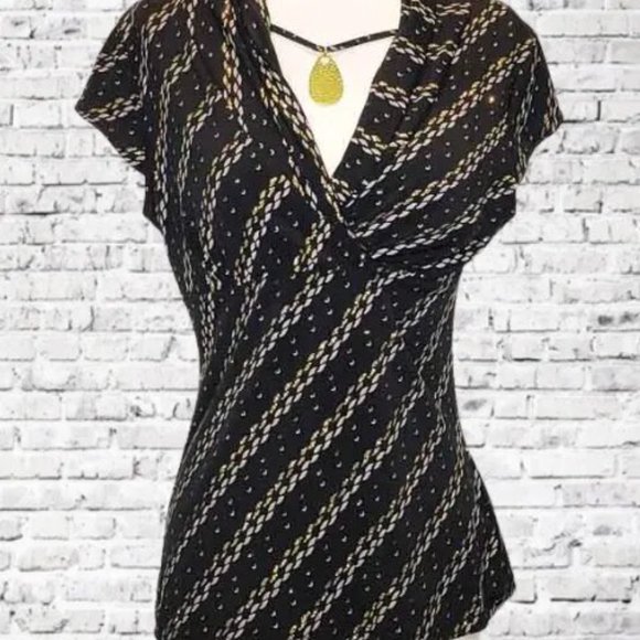 Ally B. Surplice Attached Necklace Large Top Short Sleeve Chain Design Y2K - Picture 1 of 12